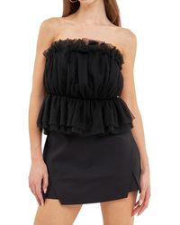 Endless Rose - Strapless Tulle Peplum Top - Lyst