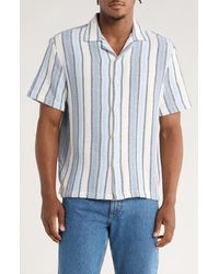 Cactus Man - Relaxed Fit Stripe Textured Camp Shirt - Lyst
