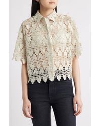 FRAME - Lace Button-Up Shirt - Lyst