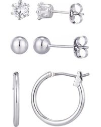 Adornia - Set Of 3 Assorted Studs And Hoop Earrings - Lyst
