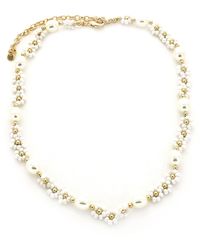 Panacea - Floral Seed Bead Imitation Pearl Necklace - Lyst