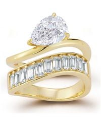 Glaze Jewelry - Set Of 2 Pear & Baguette Cut Moissanite Stackable Rings - Lyst