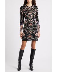 black majestic garden beaded buckle long sleeve mini dress FARM Rio in Brown short tight black homecoming a line homecoming dresses Size:90cm Make a stylish entrance