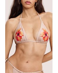 GOOD AMERICAN - Satin Tiny Ties Triangle Bikini Top - Lyst