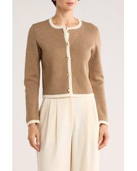 Bruno Magli - Tipped Merino Wool Crop Cardigan - Lyst