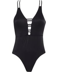 Nicole Miller - Plunge Cutout Ribbed One-piece Swimsuit - Lyst