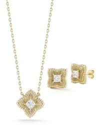 Glaze Jewelry - Cubic Zirconia Clover Pendant Necklace & Stud Earrings Set - Lyst
