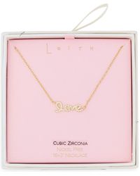 Leith - Cubic Zirconia Love Script Pendant Necklace - Lyst