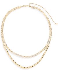 Nadri - 18k Gold Vermeil Cz Layered Block Chain Necklace - Lyst