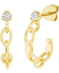 Ron Hami - 14k Gold Diamond Chain Link Huggie Hoop Earrings - Lyst
