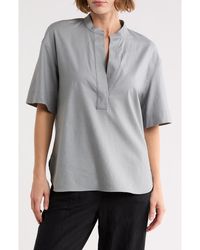 Vince - Short Sleeve Linen Blend Top - Lyst