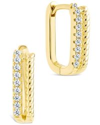 Sterling Forever - Cori Cubic Zirconia Rectangular Huggie Hoop Earrings - Lyst