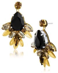 Jardin - Crystal Leaf Drop Earrings - Lyst