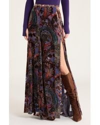 L'Agence - Luca Burnout Velvet Full Maxi Skirt - Lyst