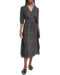 Scotch & Soda - Snakeskin Print Faux Wrap Midi Dress - Lyst