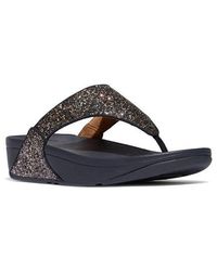 Fitflop - Lulu Glitter Post Toe Wedge Sandal - Lyst