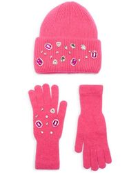 La Fiorentina - Rhinestone Beanie & Gloves Set - Lyst