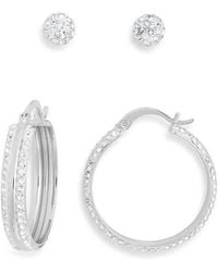 Nordstrom Rack - Set Of 2 Cubic Zirconia Ball & Huggie Hoop Earrings - Lyst