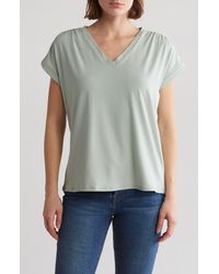 Bobeau - Shirred V-neck T-shirt - Lyst