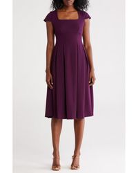 Calvin Klein - Short Sleeve Midi Fit & Flare Dress - Lyst