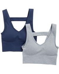 90 Degrees - Bianca 2-Pack V-Neck Rib Seamless Bralettes - Lyst