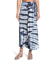 Go Couture Faux Wrap Midi Skirt In Navy Tie Dye At Nordstrom Rack - Blue