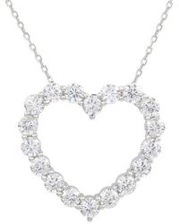 Suzy Levian - Sterling Cubic Zirconia Heart Pendant Necklace - Lyst