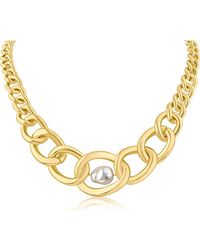 Jardin - Graduated Chain Faux Pearl Bib Necklace - Lyst