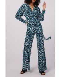 Diane von Furstenberg - Marilou Abstract Print Long Sleeve Jumpsuit - Lyst