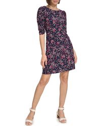 Tommy Hilfiger - Ditsy Floral Ruched Sleeve Jersey Shift Dress - Lyst