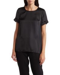 DR2 by Daniel Rainn - Pinched Sleeve Satin High/Low Top - Lyst