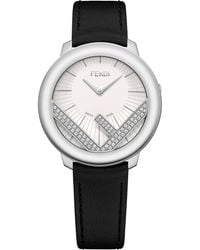 Fendi - Run Away Diamond Leather Strap Watch, 36Mm - Lyst
