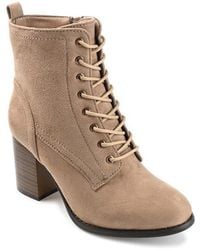 Journee Collection - Lace-Up Chunky Heel Booties - Lyst