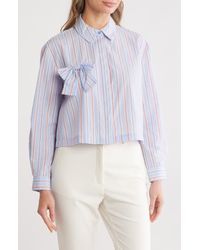 Nanette Lepore - Stripe Bow Poplin Button-Up Shirt - Lyst