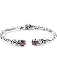 Samuel B. - Oval Garnet Twisted Wire Bangle - Lyst