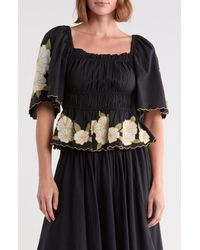 AREA STARS - Gia Embroidered Peplum Top - Lyst