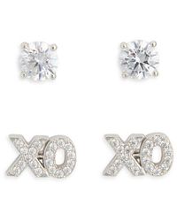 Nadri - Heart Breaker Pavé Stud Earrings Set - Lyst