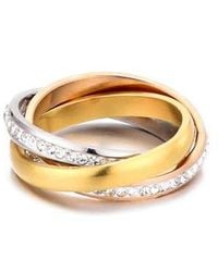 Adornia - Cubic Zirconia Tri-Tone Crisscross Band Ring - Lyst