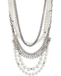 Tasha - Imitation Pearl & Crystal Layered Necklace - Lyst