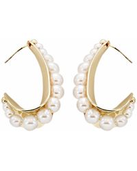 Panacea - Imitation Pearl Hoop Earrings - Lyst