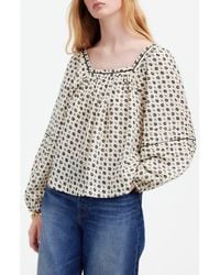 Madewell - Dot Floral Square Neck Long Sleeve Top - Lyst