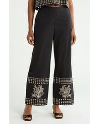 Tahari - Embroidered Hem Pull-On Pants - Lyst