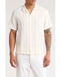 Denim and Flower - Stripe Textured Short Sleeve Button-Up Shirt - Lyst