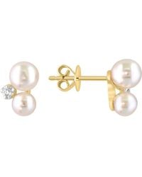 Effy - 14K 4–5Mm Akoya Pearl & Diamond Stud Earrings - Lyst