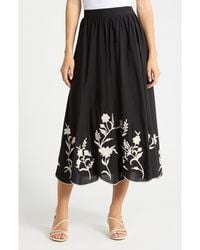 Joie - Floral Embroidered Scalloped Hem Pull-On Skirt - Lyst