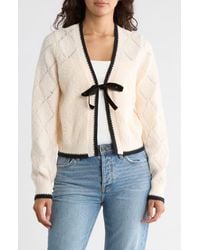 Blu Pepper - Ribbon Tie Front Pointelle Cardigan - Lyst
