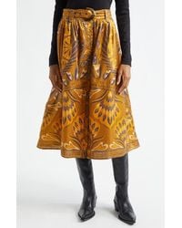 FARM Rio - Metallic Mixed Print Cotton Blend Skirt - Lyst