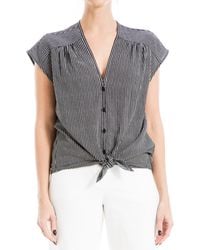 Max Studio - Sleeveless Bubble Crepe Button-up Top - Lyst