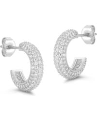 Glaze Jewelry - Small Pavé Huggie Hoop Earrings - Lyst