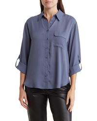 Pleione - Solid Long Sleeve Utility Blouse - Lyst